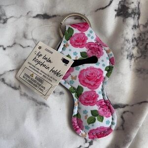 floral lip balm holder keychain • cute accessory